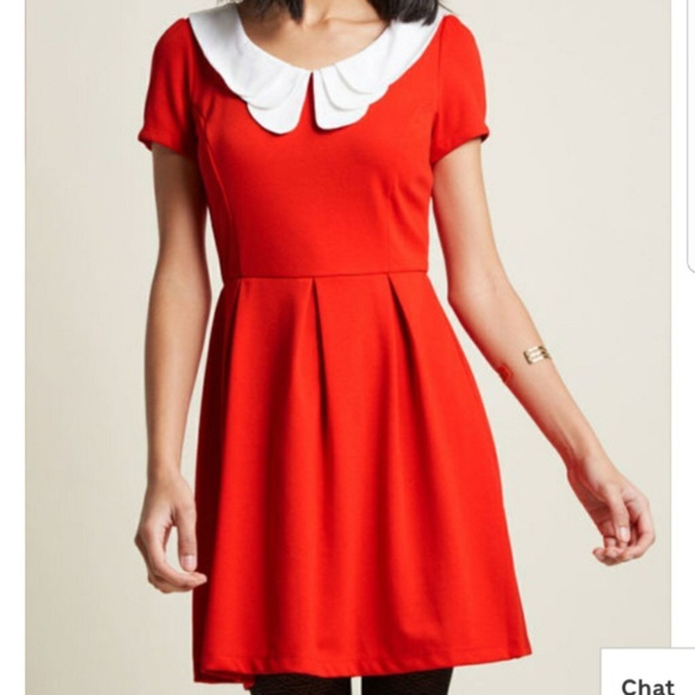 Red Dress with Peter Pan Collar